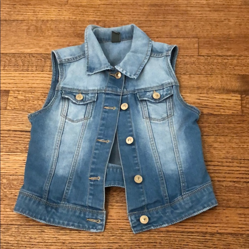 Light wash kids jean vest